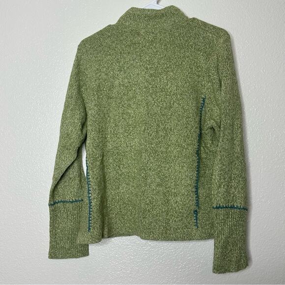 Woolrich Green Mock Neck 1/4 Zip Pullover Large Petite - Picture 6 of 6